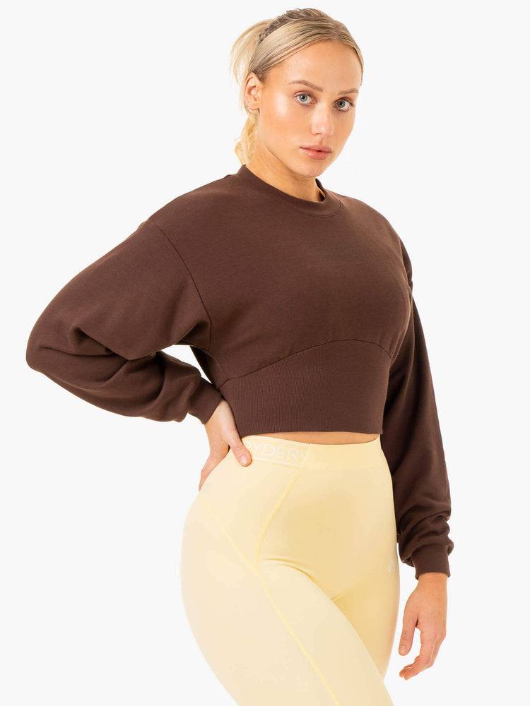 Chocolate Ryderwear Women Sweaters Level Up Jumper Women\'s Sweaters | AU2649IS