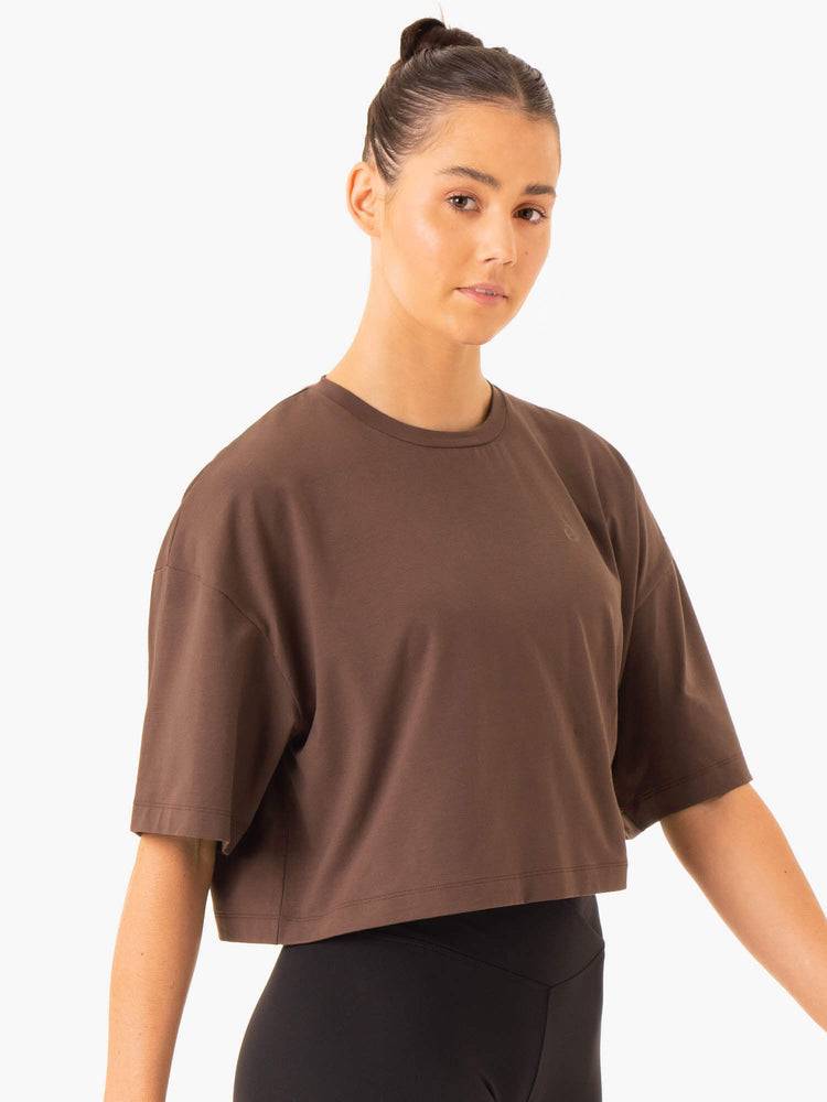 Chocolate Ryderwear Women T Shirts Balance Oversized Tee Women's T Shirts | AU2765HK