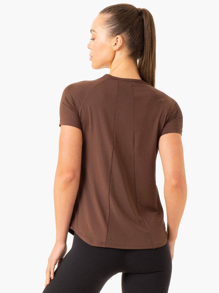 Chocolate Ryderwear Women T Shirts Level Up Training Women's T Shirts | AU2789PQ