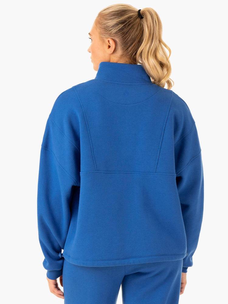 Cobalt Blue Ryderwear Women Hoodie Sideline Half Zip Jumper Women's Hoodie | AU1693YU