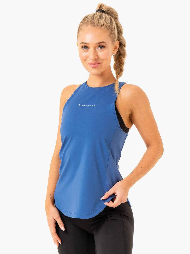 Cobalt Blue Ryderwear Women Tanks Elite Mesh Training Women's Tanks | AU2848RW