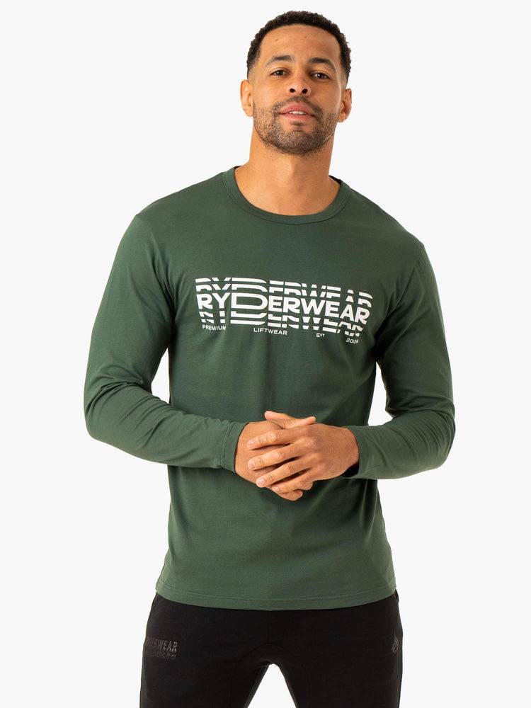 Dark Green Ryderwear Men T Shirts Graphic Long Sleeve Men\'s T Shirts | AU1236JJ