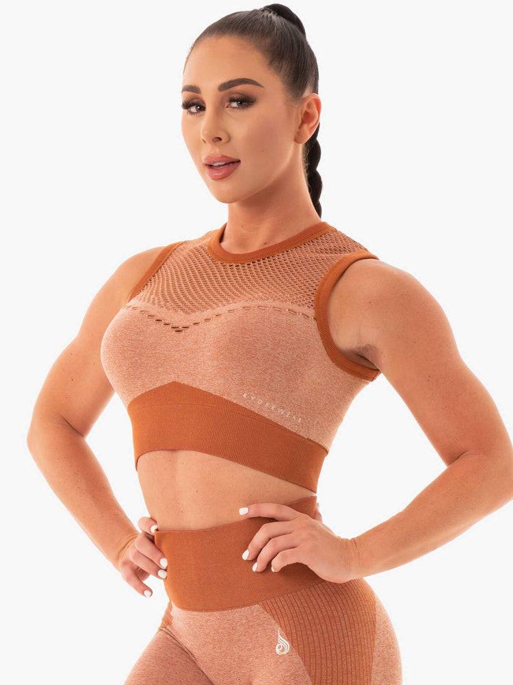 Desert Rust Ryderwear Women Sports Bra Oasis Seamless Crop Top Women's Sports Bra | AU2349EX