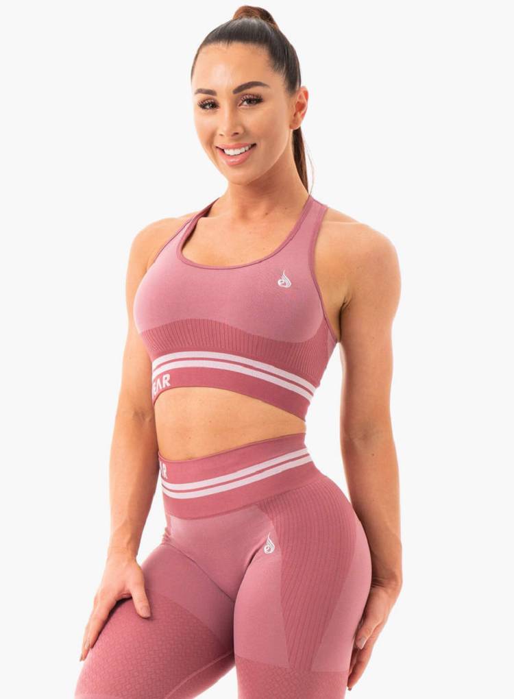 Dusty Pink Ryderwear Women Sports Bra Freestyle Seamless Longline Women's Sports Bra | AU2503TV