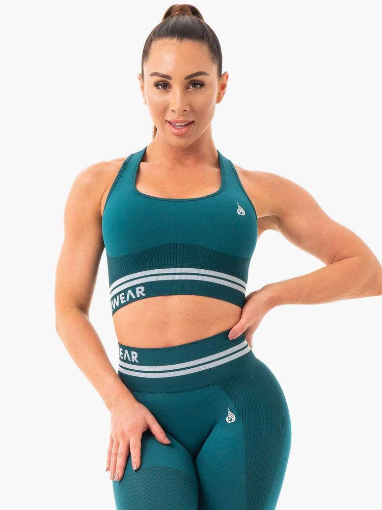 Emerald Green Ryderwear Women Sports Bra Freestyle Seamless Longline Women's Sports Bra | AU2533QZ