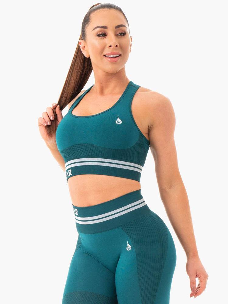 Emerald Green Ryderwear Women Sports Bra Freestyle Seamless Longline Women\'s Sports Bra | AU2533QZ