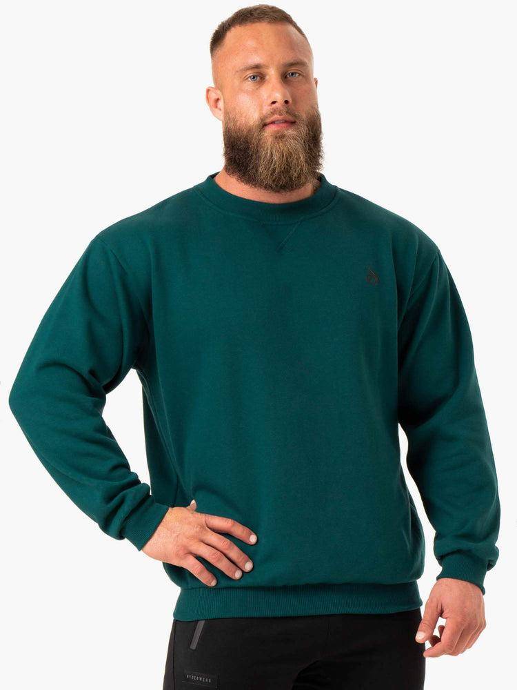 Emerald Ryderwear Men Sweaters Reset Fleece Crew Neck Men's Sweaters | AU1334AP