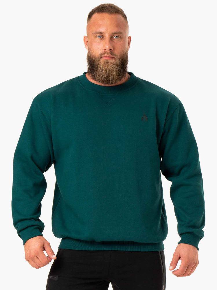 Emerald Ryderwear Men Sweaters Reset Fleece Crew Neck Men\'s Sweaters | AU1334AP