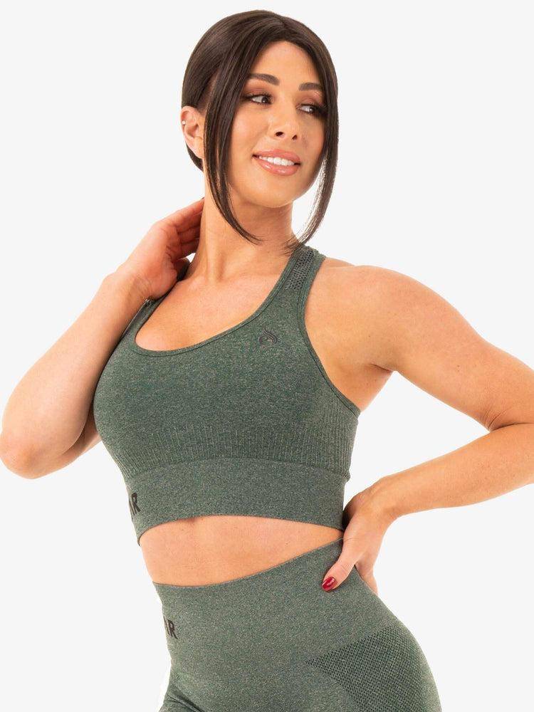 Forest Green Marl Ryderwear Women Sports Bra Seamless Staples Women's Sports Bra | AU2546FM