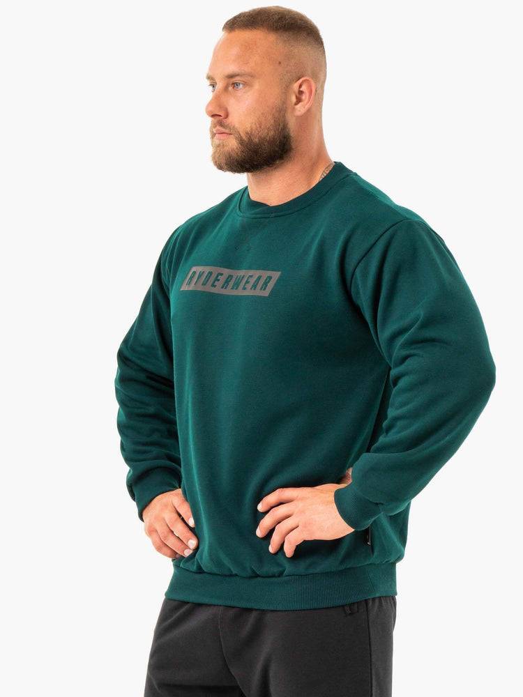 Forest Green Ryderwear Men Sweaters Force Pullover Men's Sweaters | AU1324QZ