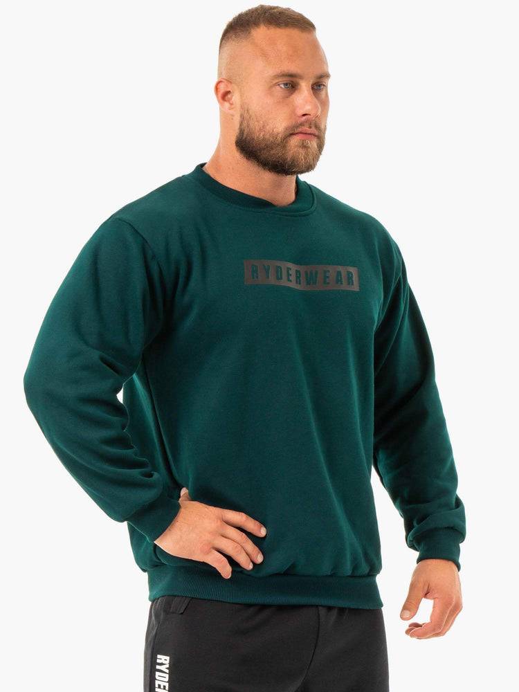 Forest Green Ryderwear Men Sweaters Force Pullover Men's Sweaters | AU1324QZ