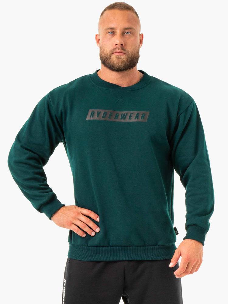 Forest Green Ryderwear Men Sweaters Force Pullover Men\'s Sweaters | AU1324QZ