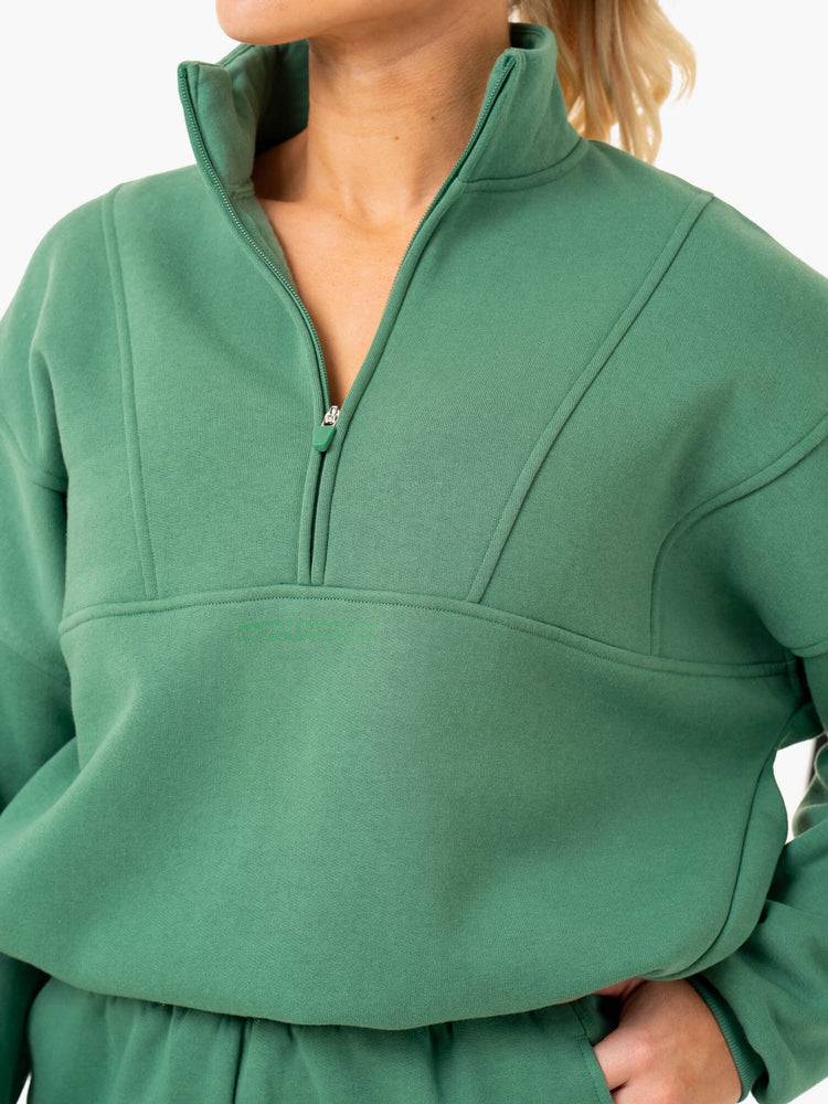 Forest Green Ryderwear Women Hoodie Sideline Half Zip Jumper Women's Hoodie | AU1700DN