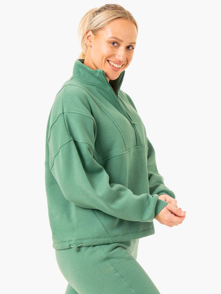 Forest Green Ryderwear Women Hoodie Sideline Half Zip Jumper Women's Hoodie | AU1700DN