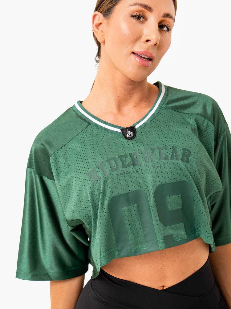 Forest Green Ryderwear Women T Shirts Arena Varsity Jersey Women's T Shirts | AU2796EX