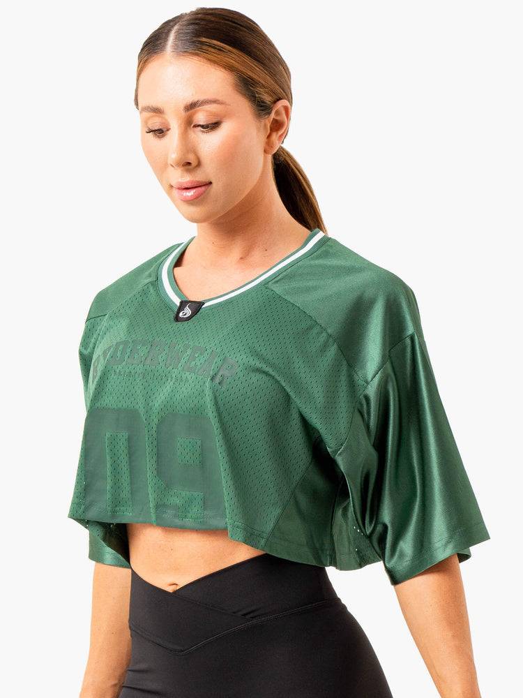 Forest Green Ryderwear Women T Shirts Arena Varsity Jersey Women's T Shirts | AU2796EX