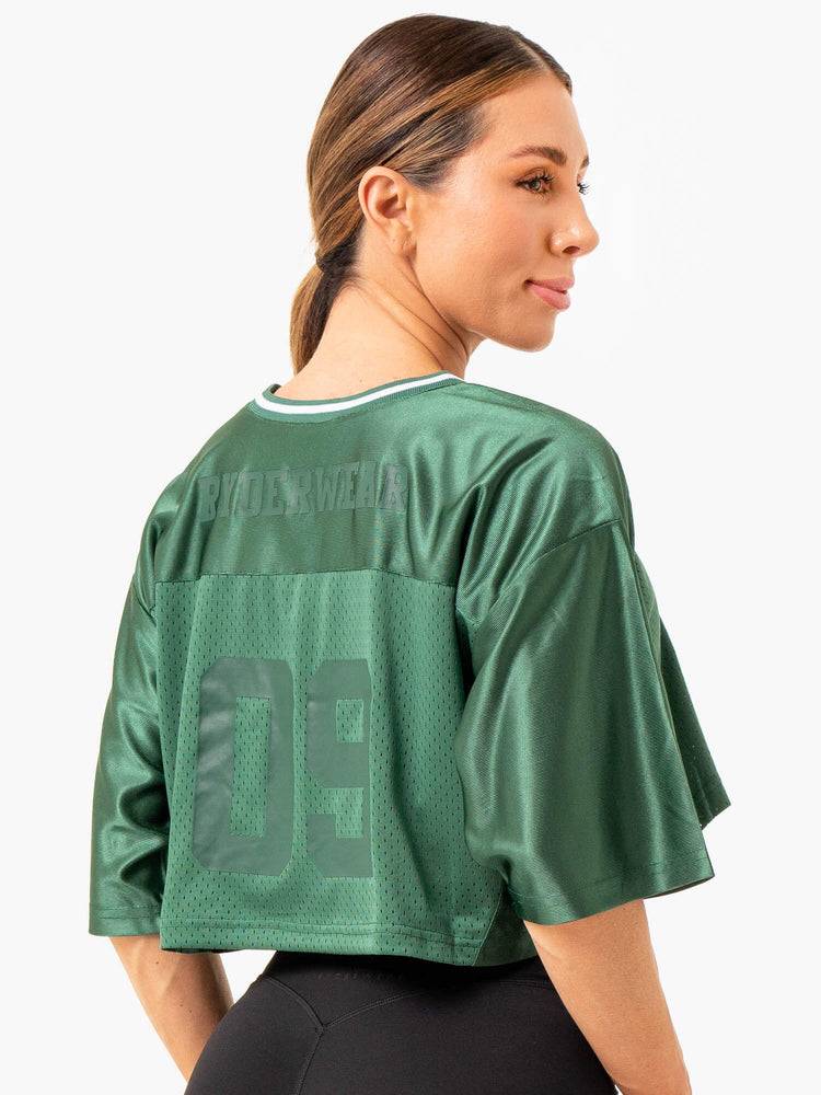 Forest Green Ryderwear Women T Shirts Arena Varsity Jersey Women's T Shirts | AU2796EX