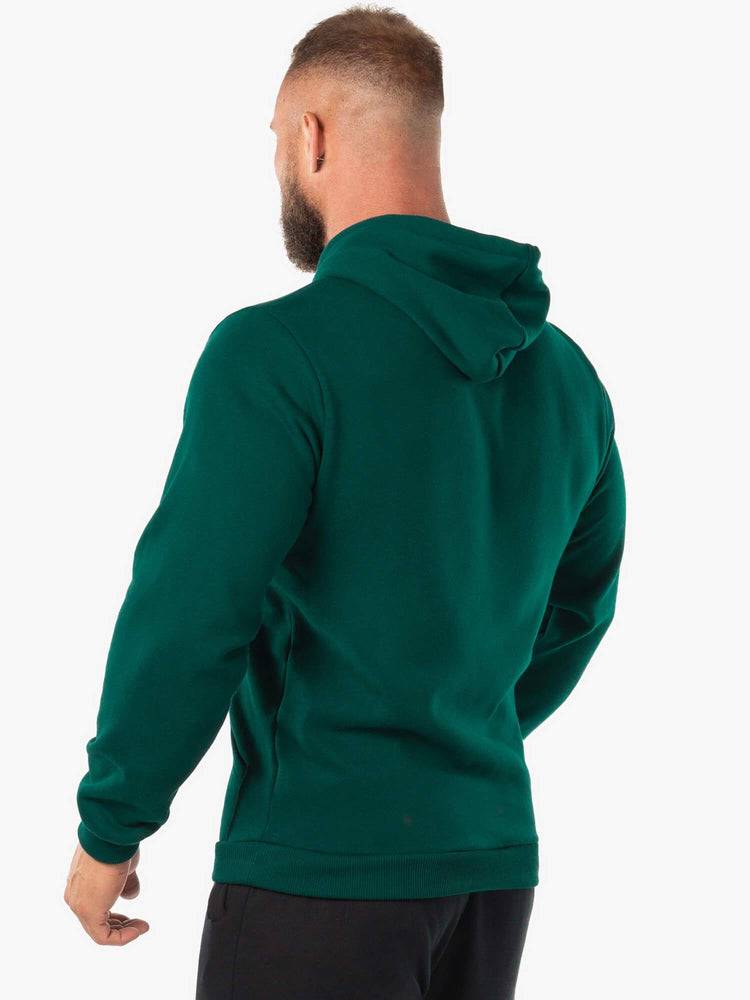 Forest Green/White Ryderwear Men Hoodie Block Fleece Pullover Men's Hoodie | AU1451BC