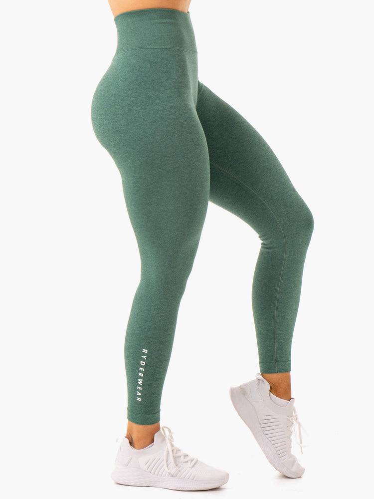 Green Marl Ryderwear Women Leggings Essential Seamless Women's Leggings | AU1772UT