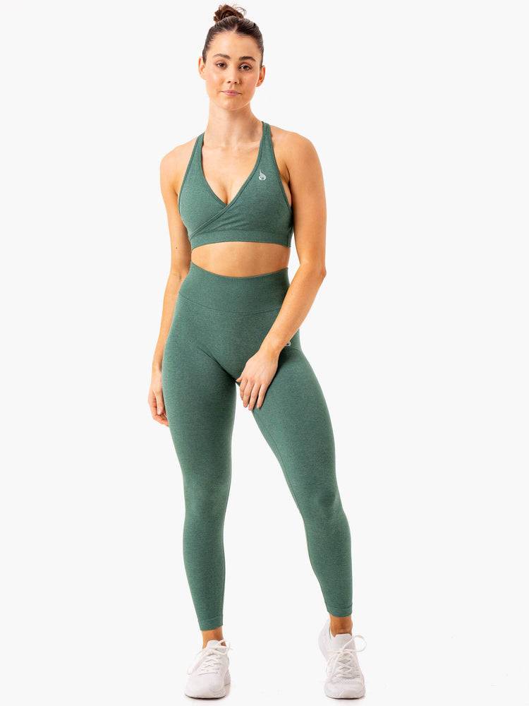 Green Marl Ryderwear Women Leggings Essential Seamless Women's Leggings | AU1772UT