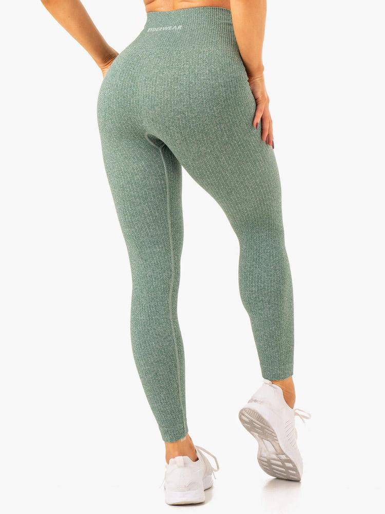 Green Marl Ryderwear Women Leggings Rib Seamless Women's Leggings | AU1879PQ