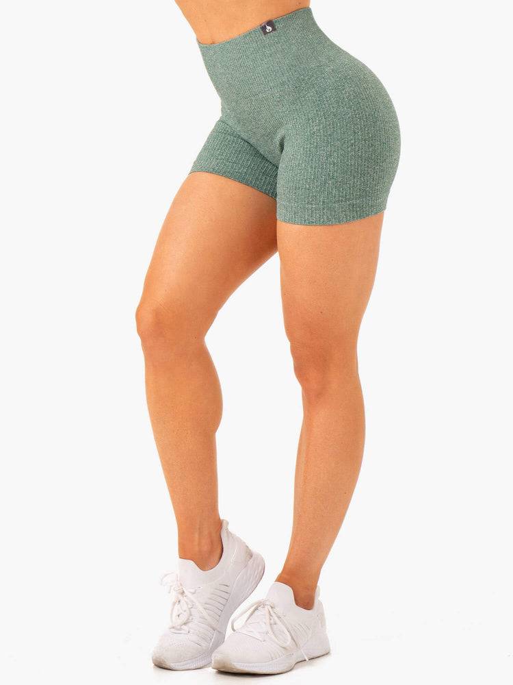 Green Marl Ryderwear Women Shorts Rib Seamless Women's Shorts | AU2136UT