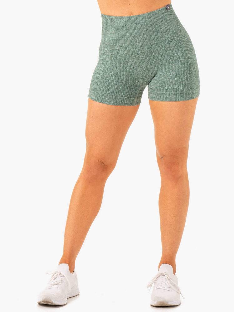 Green Marl Ryderwear Women Shorts Rib Seamless Women\'s Shorts | AU2136UT