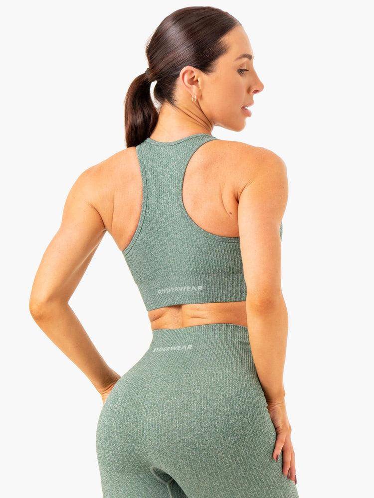 Green Marl Ryderwear Women Sports Bra Rib Seamless Women's Sports Bra | AU2431NB