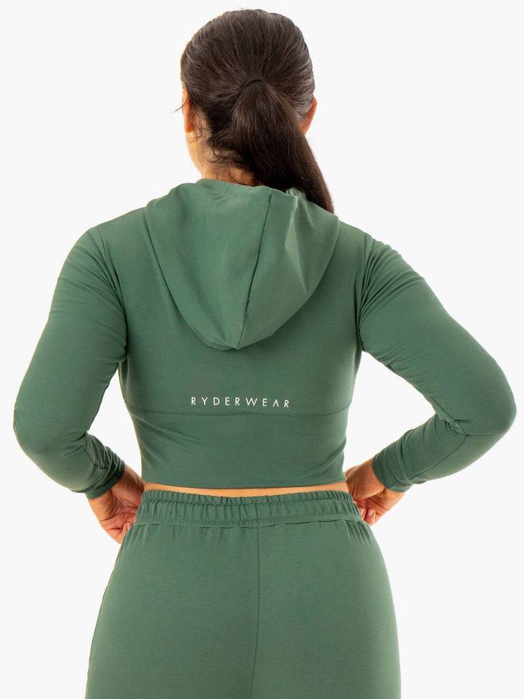 Green Ryderwear Women Hoodie Luxe Cropped Zip Women's Hoodie | AU1670OR