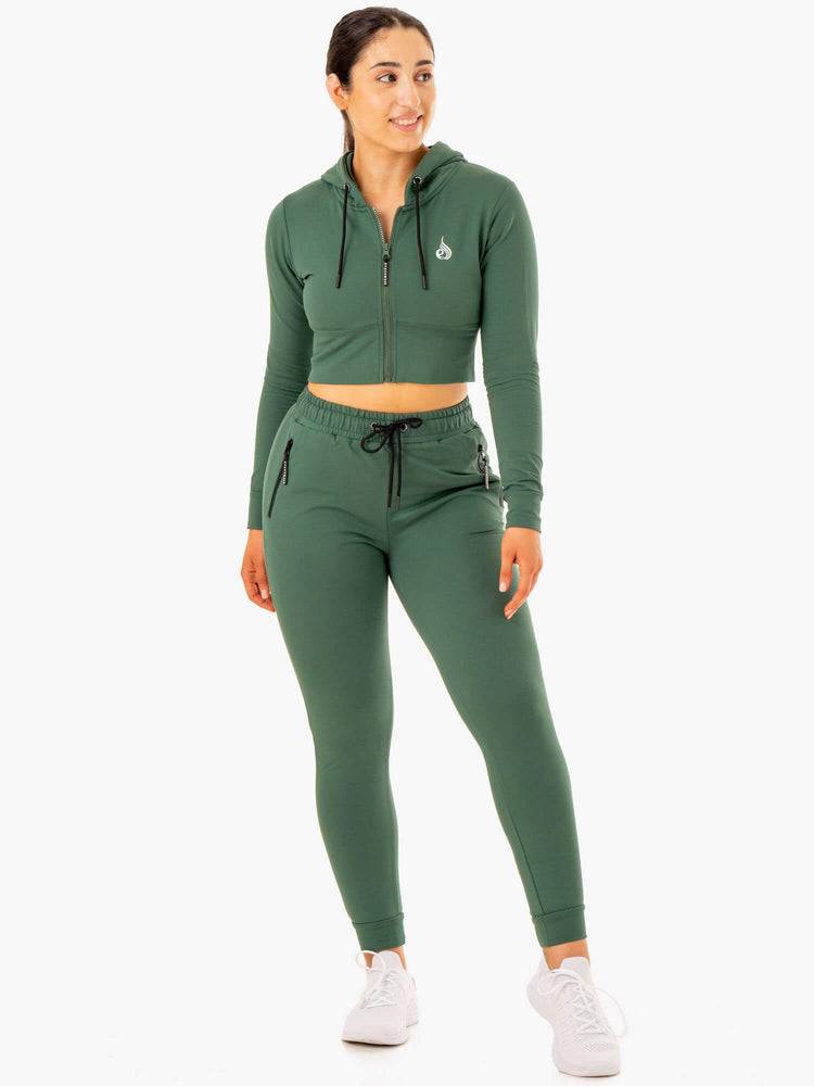 Green Ryderwear Women Hoodie Luxe Cropped Zip Women's Hoodie | AU1670OR