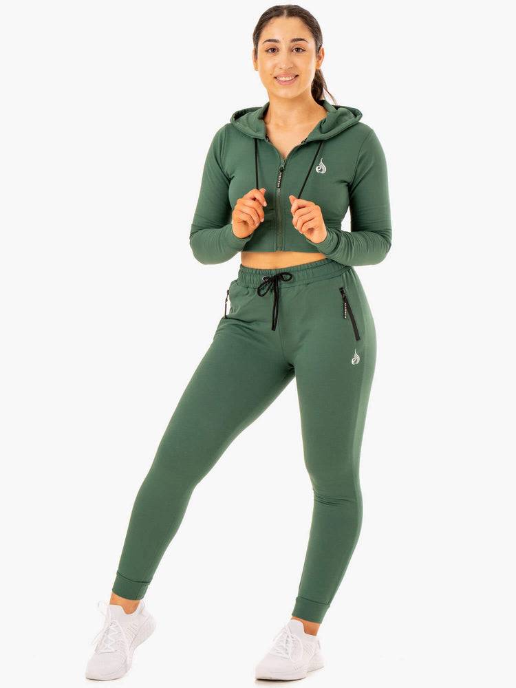 Green Ryderwear Women Hoodie Luxe Cropped Zip Women's Hoodie | AU1670OR