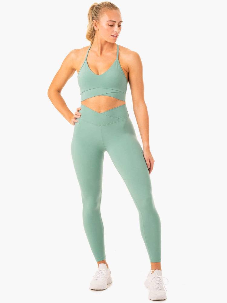 Green Ryderwear Women Leggings Serene Cross Over Scrunch Women's Leggings | AU1784LH