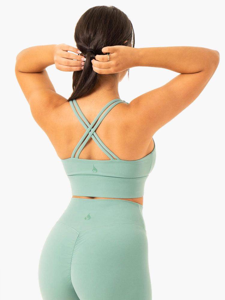 Green Ryderwear Women Sports Bra Flow Square Neck Women's Sports Bra | AU2230VD