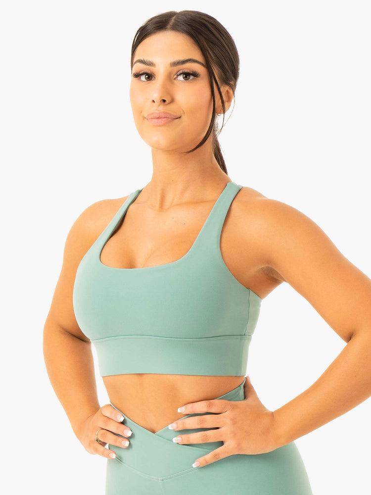 Green Ryderwear Women Sports Bra Flow Square Neck Women's Sports Bra | AU2230VD