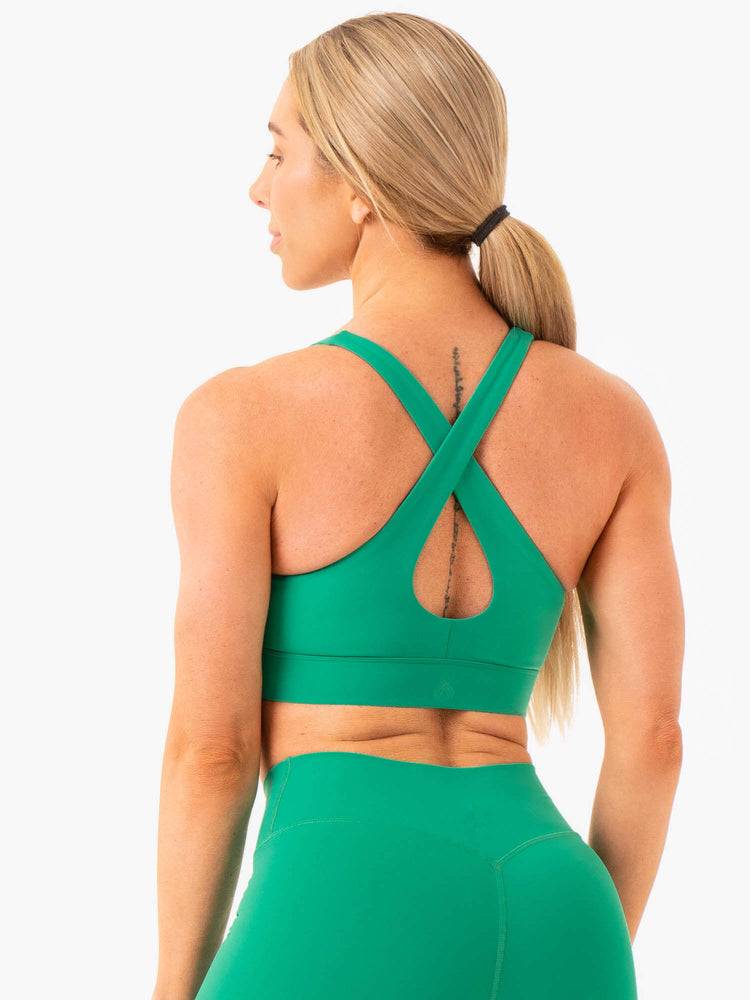 Green Ryderwear Women Sports Bra NKD Cross Over Women's Sports Bra | AU2286QZ