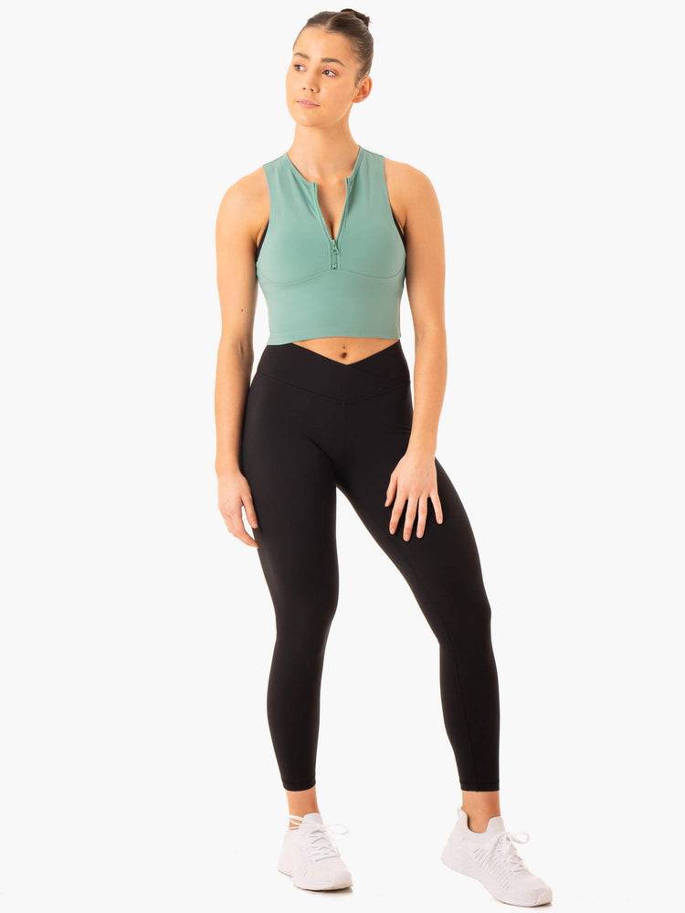 Green Ryderwear Women Tanks Embody Zip Up Crop Women's Tanks | AU2838FM