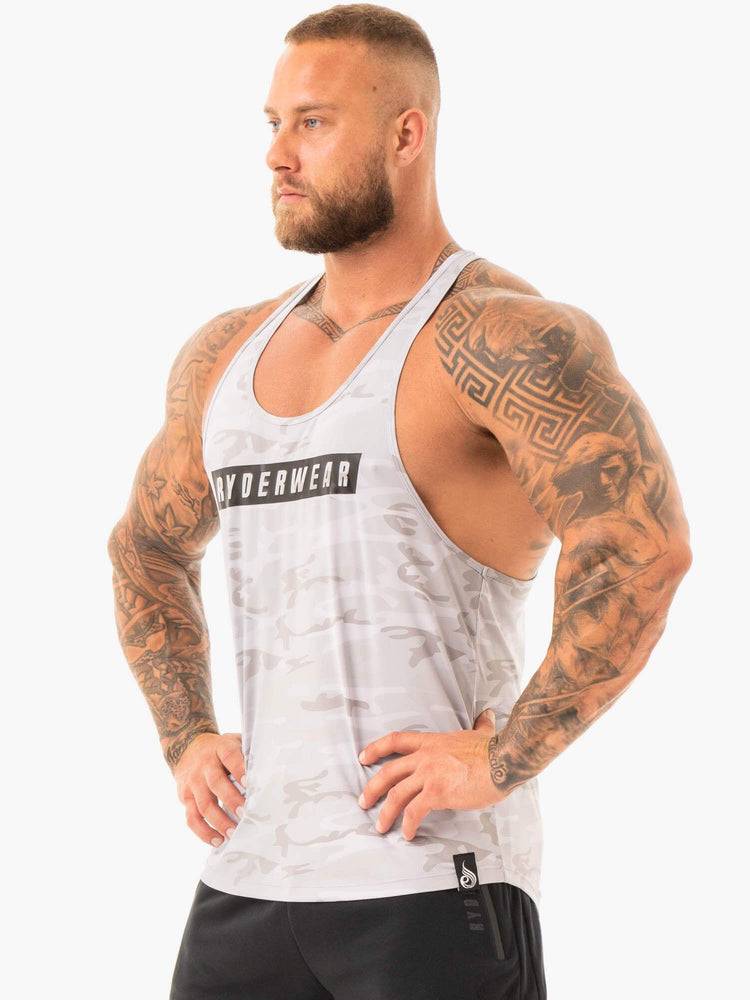 Grey Camo Ryderwear Men Gym Stringers Combat Stringer Men's Gym Stringers | AU1509RW