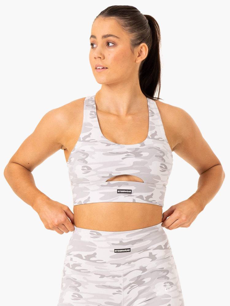 Grey Camo Ryderwear Women Sports Bra Base Racer Back Women\'s Sports Bra | AU2319UT