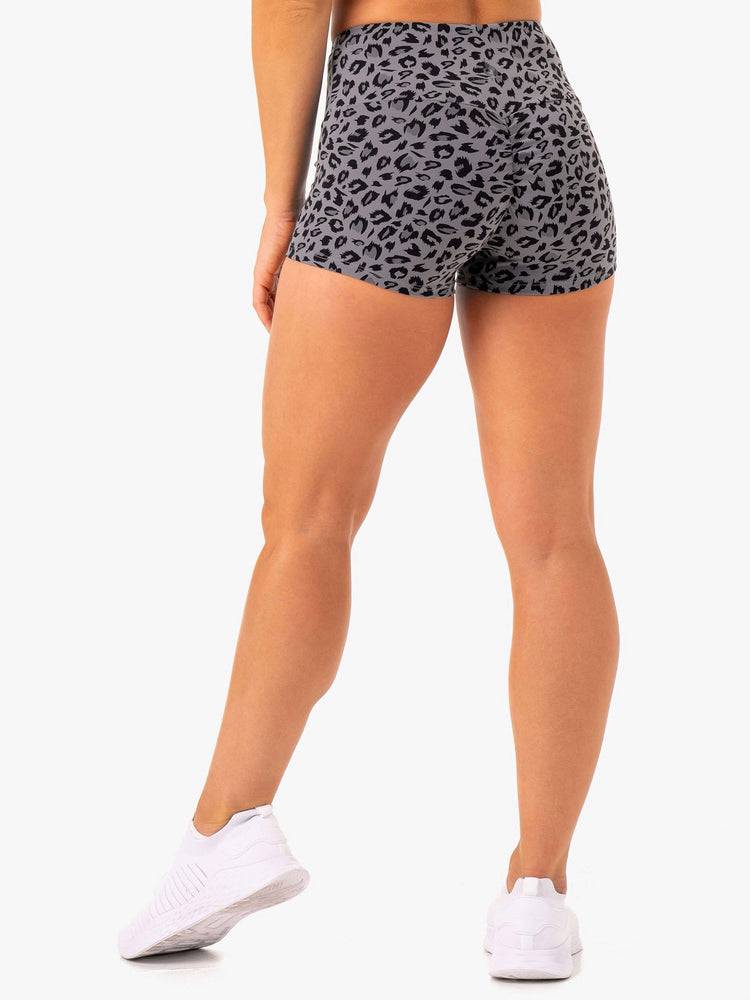 Grey Leopard Ryderwear Women Shorts Adapt High Waisted Scrunch Women's Shorts | AU1973MA