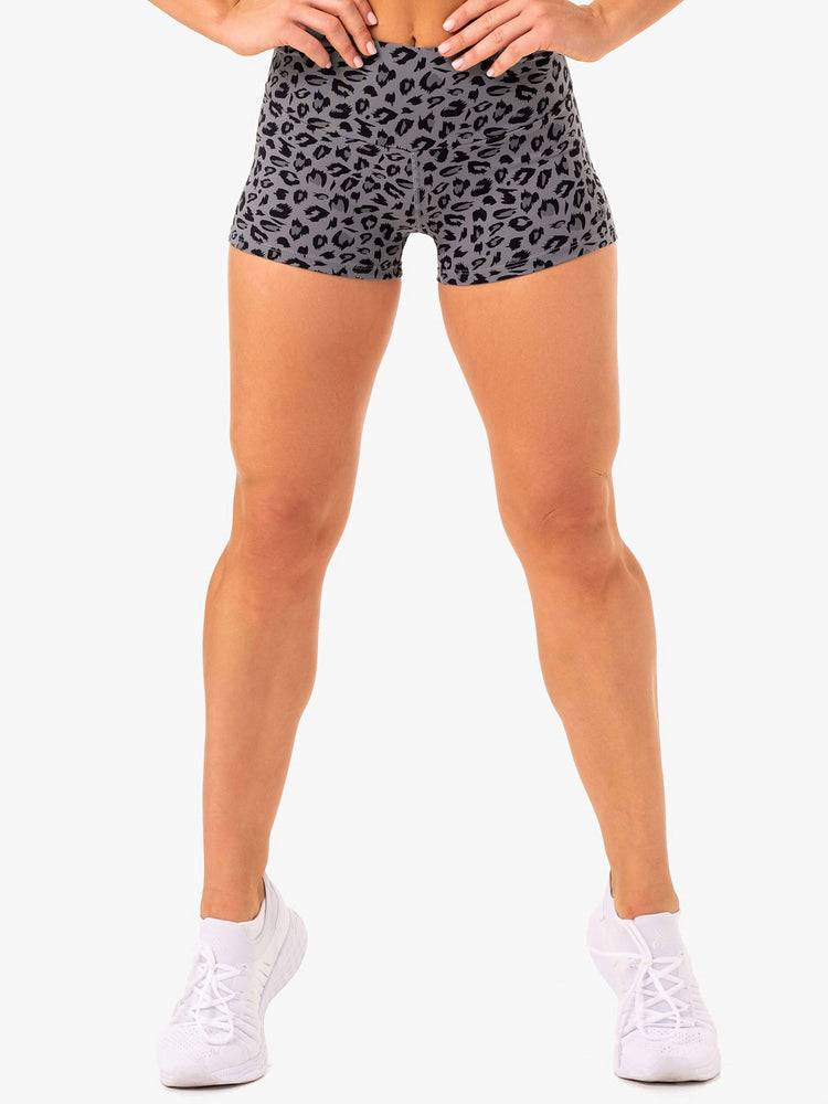 Grey Leopard Ryderwear Women Shorts Adapt High Waisted Scrunch Women's Shorts | AU1973MA