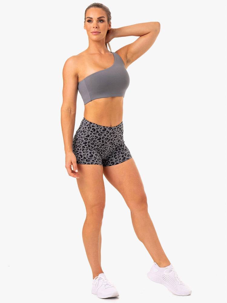 Grey Leopard Ryderwear Women Shorts Adapt High Waisted Scrunch Women's Shorts | AU1973MA