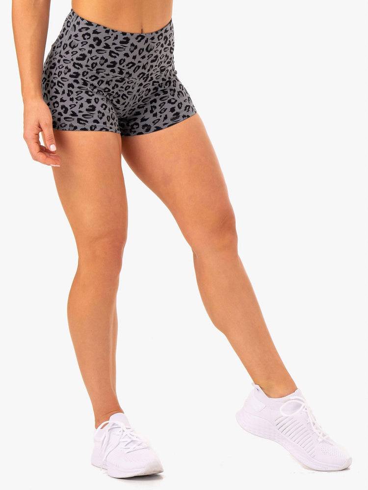 Grey Leopard Ryderwear Women Shorts Adapt High Waisted Scrunch Women\'s Shorts | AU1973MA