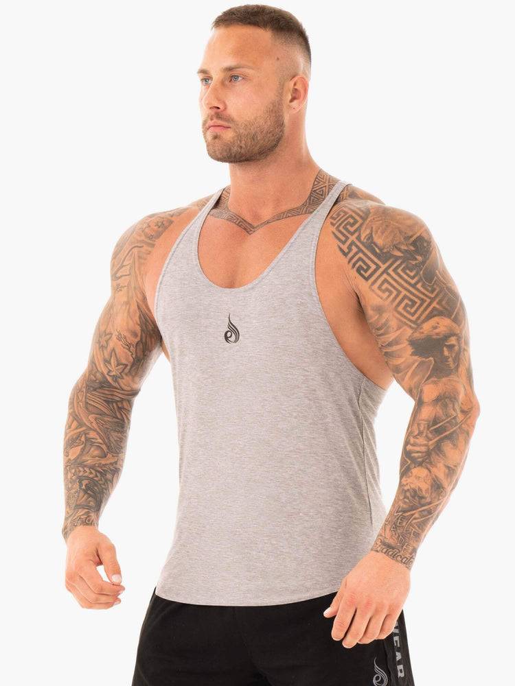 Grey Marl Ryderwear Men Gym Stringers Active T-Back Men's Gym Stringers | AU1497KI