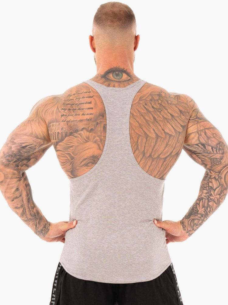 Grey Marl Ryderwear Men Gym Stringers Active T-Back Men's Gym Stringers | AU1497KI