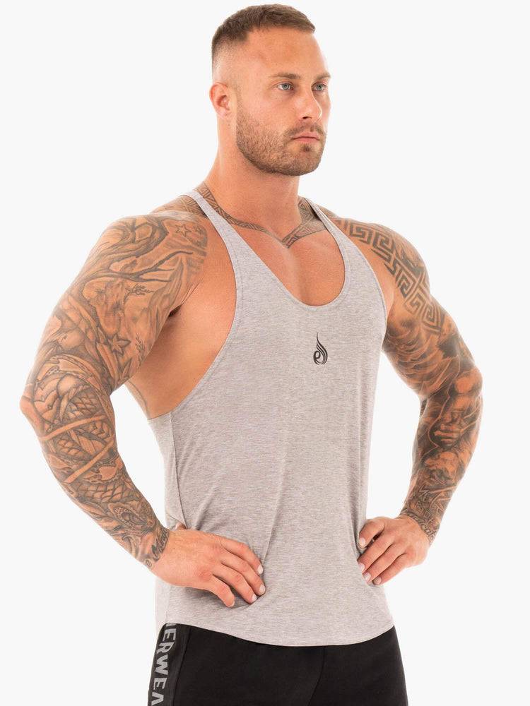 Grey Marl Ryderwear Men Gym Stringers Active T-Back Men's Gym Stringers | AU1497KI