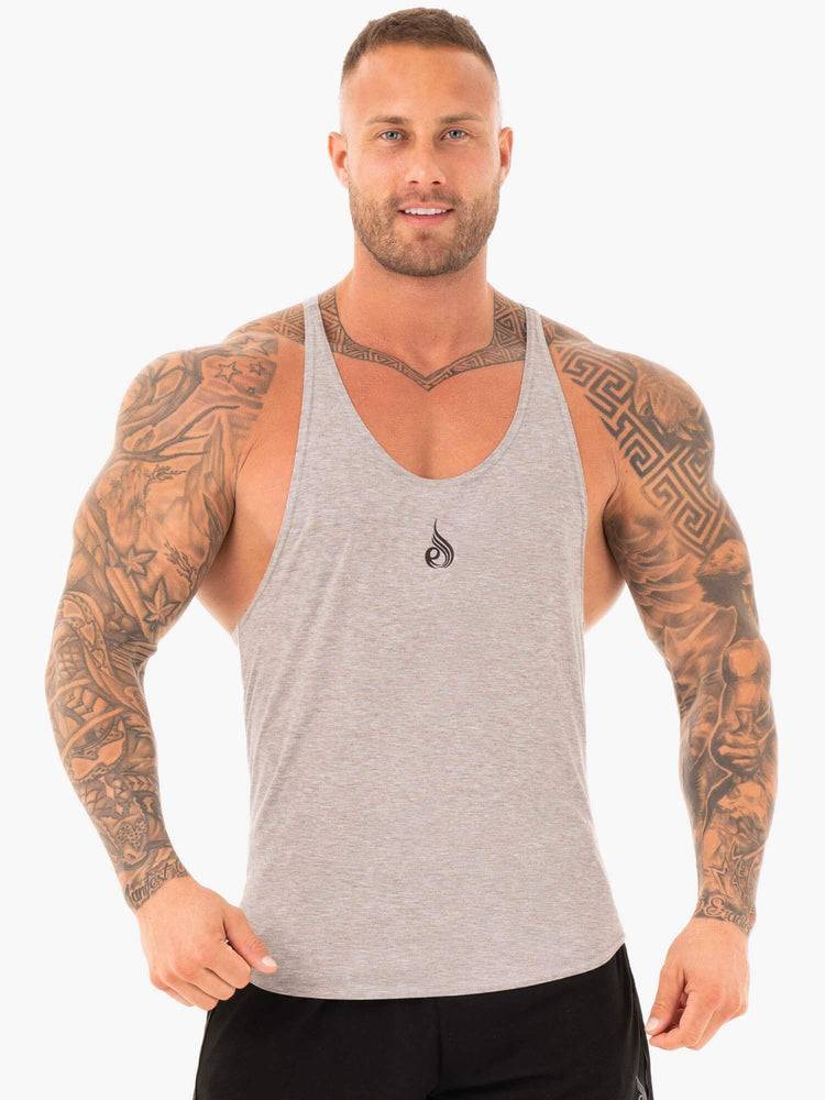 Grey Marl Ryderwear Men Gym Stringers Active T-Back Men\'s Gym Stringers | AU1497KI