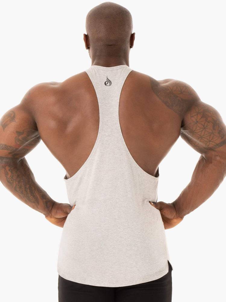 Grey Marl Ryderwear Men Gym Stringers Base Stringer T-Back Men's Gym Stringers | AU1499ZG