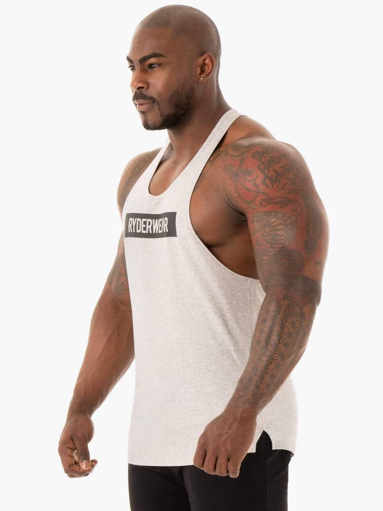 Grey Marl Ryderwear Men Gym Stringers Base Stringer T-Back Men's Gym Stringers | AU1499ZG