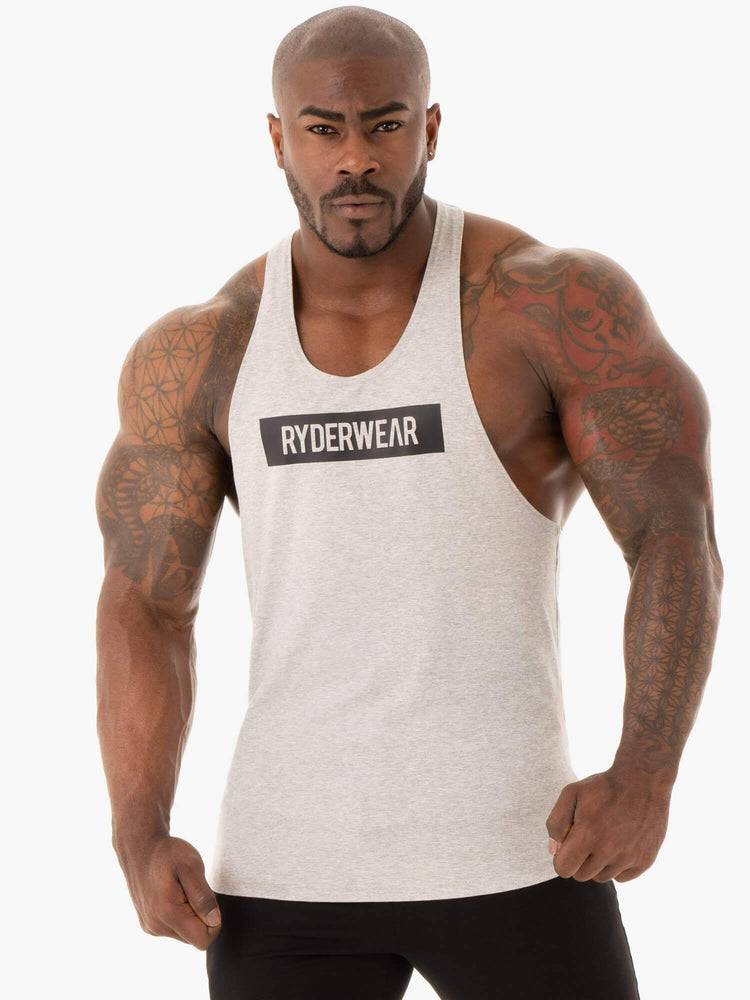 Grey Marl Ryderwear Men Gym Stringers Base Stringer T-Back Men\'s Gym Stringers | AU1499ZG