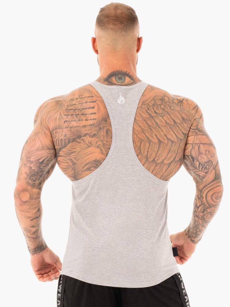 Grey Marl Ryderwear Men Gym Stringers Flex T-Back Stringer Men's Gym Stringers | AU1516AP